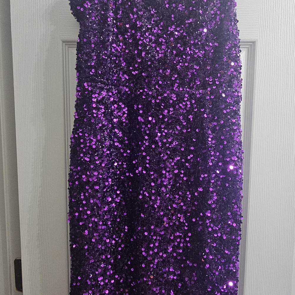 Fashion Nova Purple Sequin Midi Dress
